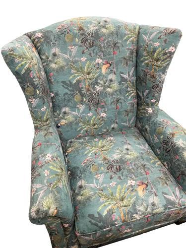 Paradisio Green Printed Fabric Wingback Armchair