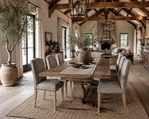 De Fluers Old Elm Parquetry Dining Table