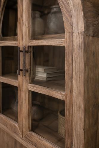 Lisbon Old Elm Arched Glass Display Cabinet