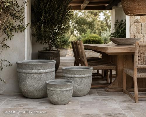 Grey Fibre Cement Planter Pot - Set of 3