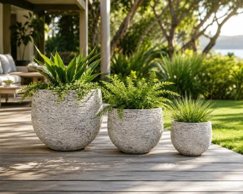 Stone Fibre Cement Planter Pot - Set of 3