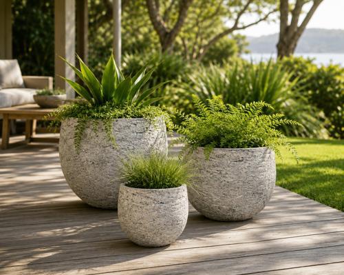 Stone Fibre Cement Planter Pot - Set of 3