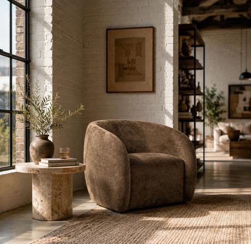Mila Swivel Chair - Mocha