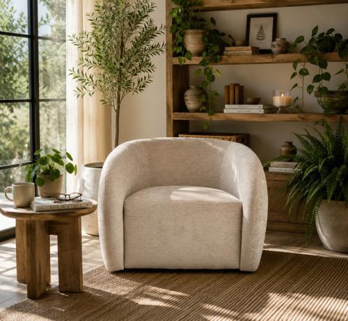 Mila Swivel Chair - Cappuccino