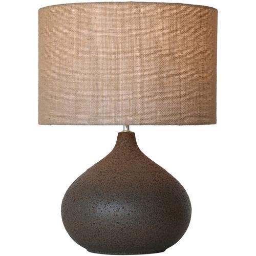 Brown Ceramic Table Lamp with Hessian Shade 420x420x570