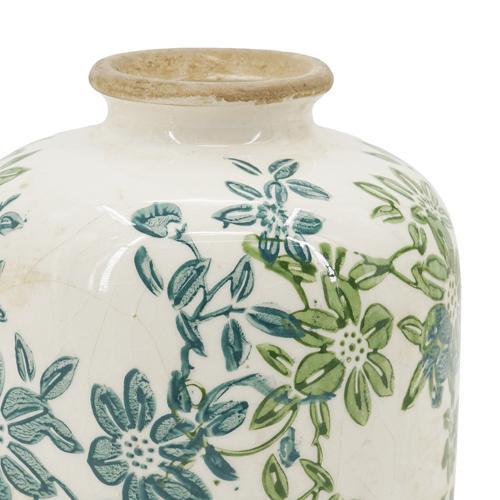 Ceramic Green Floral Vase Set of 3