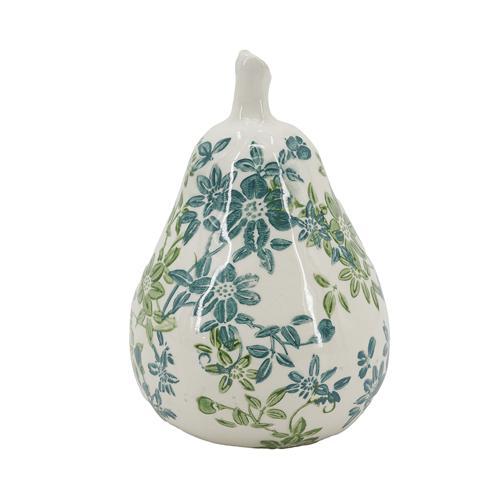 Ceramic Green Floral Pear Ornament