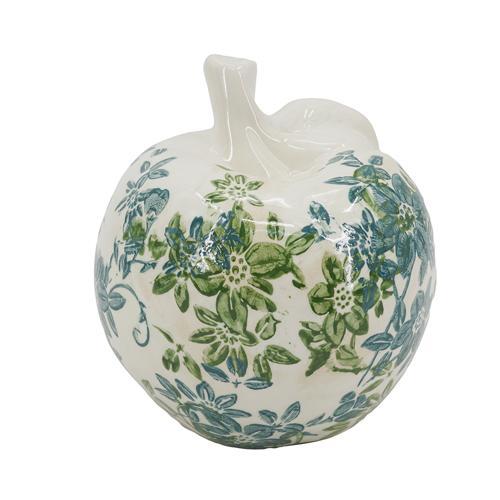 Ceramic Green Floral Apple Ornament