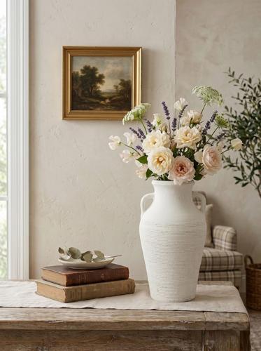 White Terracotta Decorative Urn 200x200x340