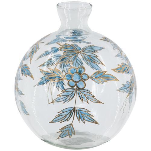 Blue Botanical Painted Glass Vase 203x203x229