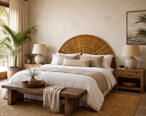 Natural Banana Leaf Queen Headboard - WN6002