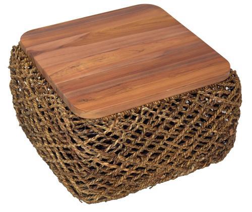 Banana Leaf & Teak Storage Coffee Table Set of 3