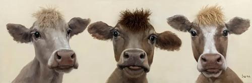 Bad Hair Day 3 Cows Canvas Wall Art 3D Faux Hair 500x1500 - ZL6001