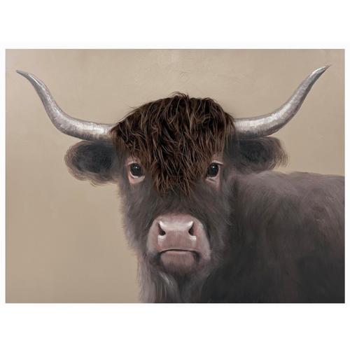 Bad Hair Day Highland Cow Canvas Wall Art 3D Faux Hair 750x1000