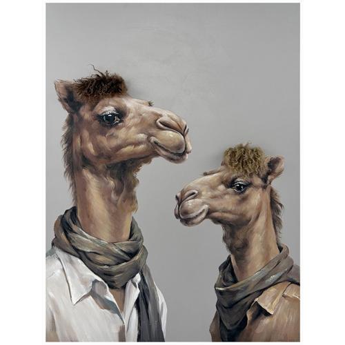 Bad Hair Day 2 Camels Canvas Wall Art 3D Faux Hair 750x1000