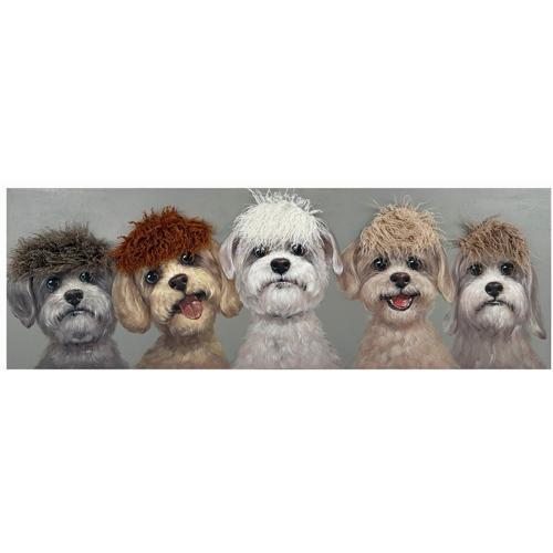 Bad Hair Day 5 Dogs Canvas Wall Art 3D Faux Hair 500x1500