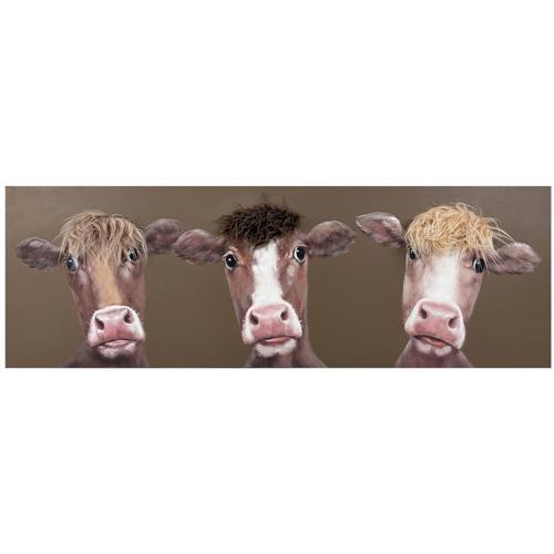 Bad Hair Day 3 Cows Canvas Wall Art 3D Faux Hair 500x1500 - ZL6028