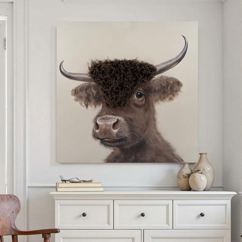 Bad Hair Day Highland Cow Canvas Wall Art 3D Faux Hair 800x800