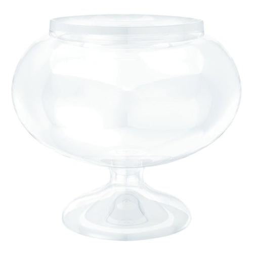 Short Round Pedestal Jar Clear Plastic - 16cm x 17cm