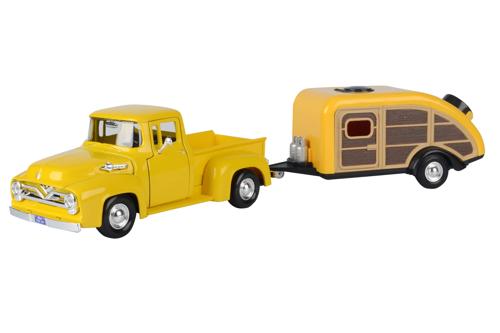 Diecast Model - 1955 Ford F-100 Pickup with House Trailer