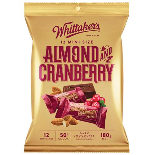 Whittakers Mini Cranberry & Almond Slab 180g - (Pack of 6)