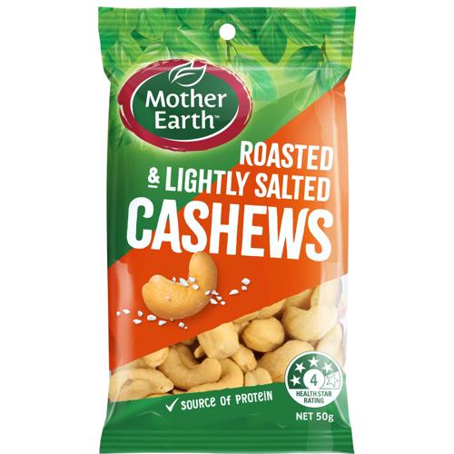 Mother Earth Lightly Salted Cashews 50g - (Pack of 12)