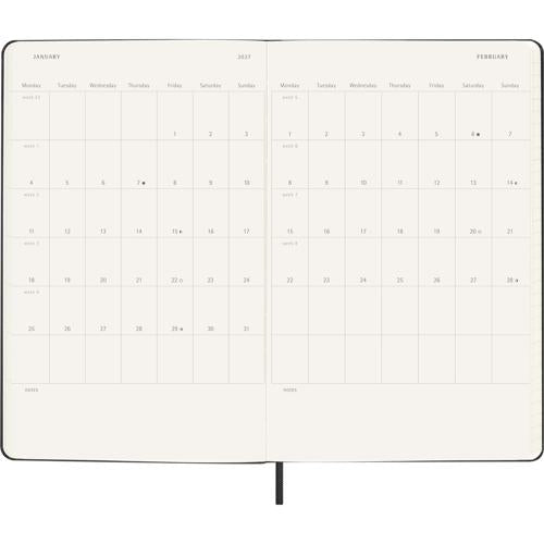 Moleskine Diary 18M Weekly + Notes Hard Cover Large Black 2026/27