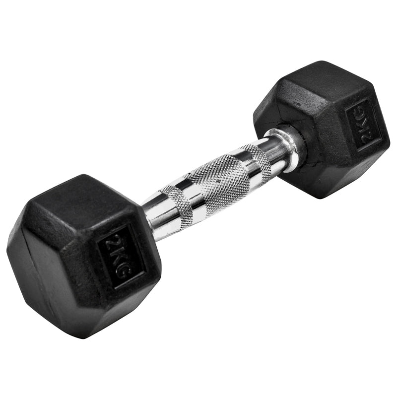 Rubber Hex Dumbells 2kg Ea