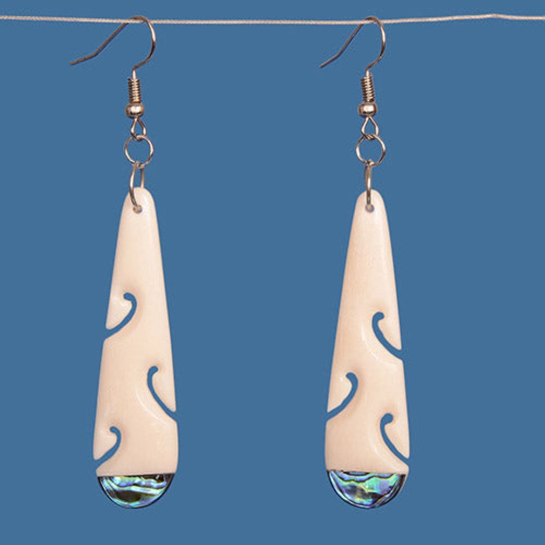 Drop Earring - Bone with Paua Tip