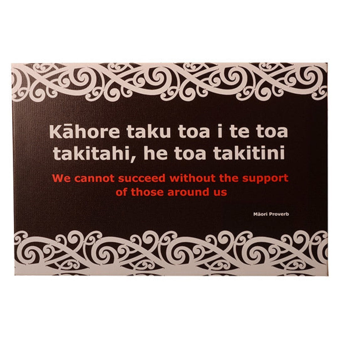 Inspirational M?ori canvas (25x40cm) featuring uplifting M?ori wording, perfect for enhancing any space with positive vibes.