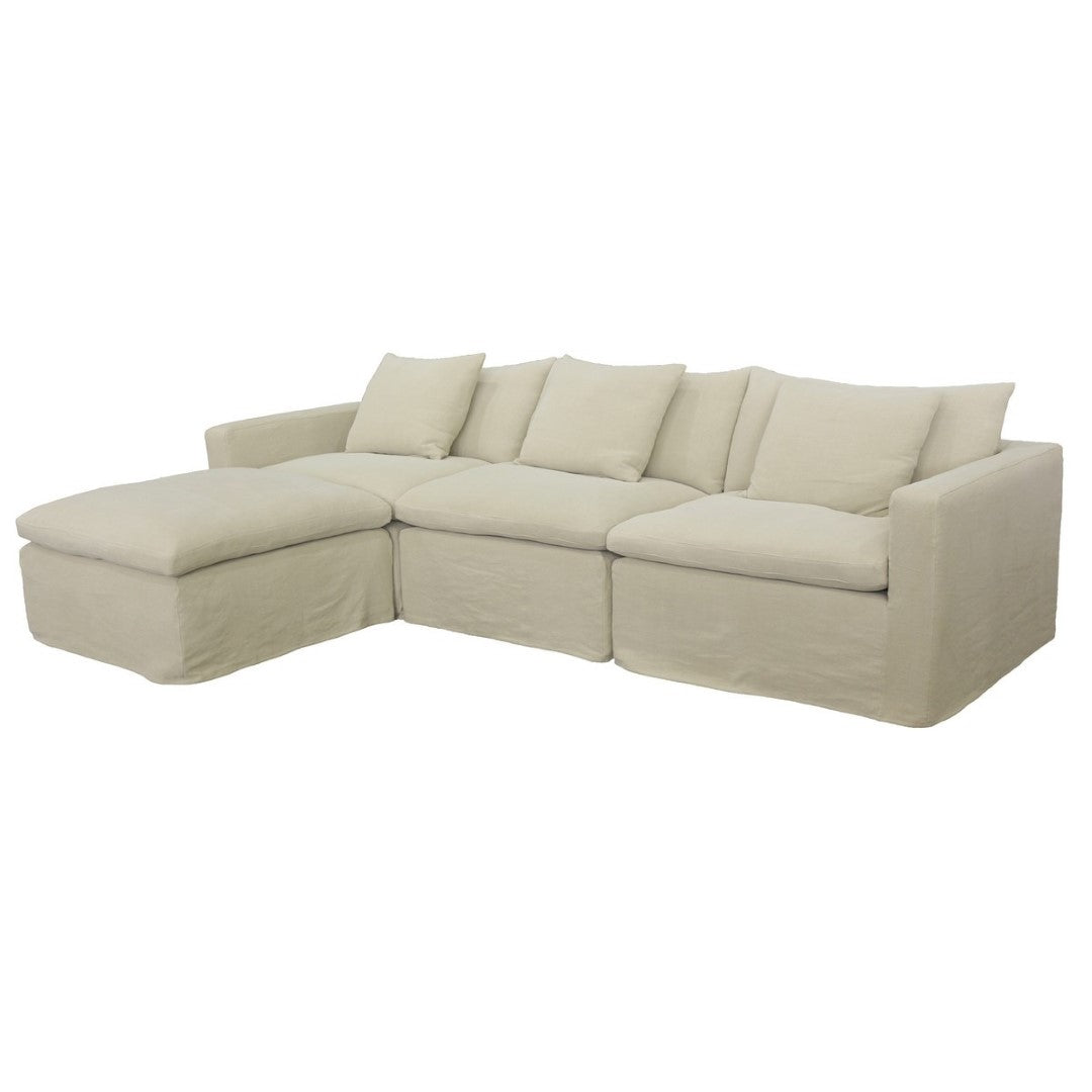 Elegant Carlton Right Chaise Suite in hemp color, featuring plush upholstery and clean lines for stylish comfort.