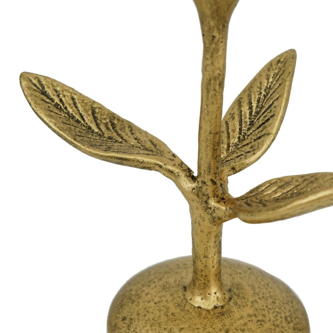 Elegant gold flower candle holders set of 2, perfect for creating a cozy ambiance in any decor or special occasion.