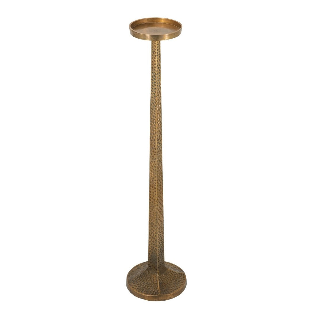 Elegant gold aluminum pillar candle holder (18.5 x 15.4 x 80 cm) adds style and ambiance to any space.
