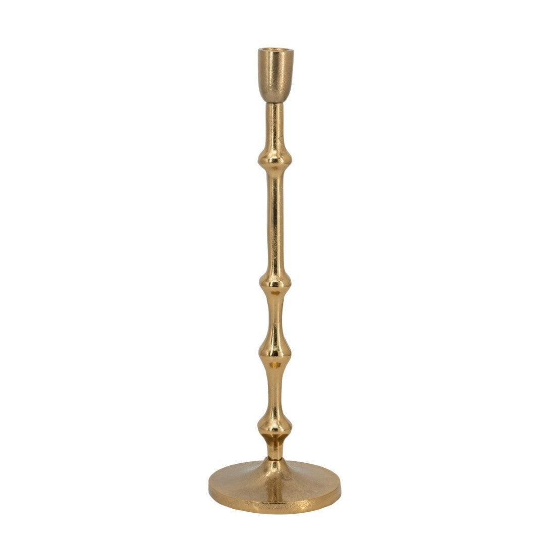 Elegant gold aluminum taper candle holder, 59.7cm tall, perfect for adding sophistication to any decor.