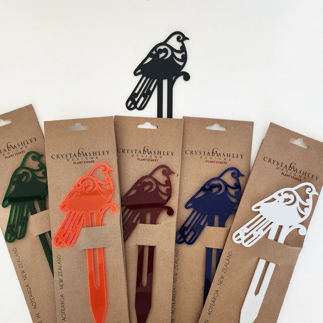 Plant Stake - Koru Kereru Freestanding Art (White Matt Acrylic)