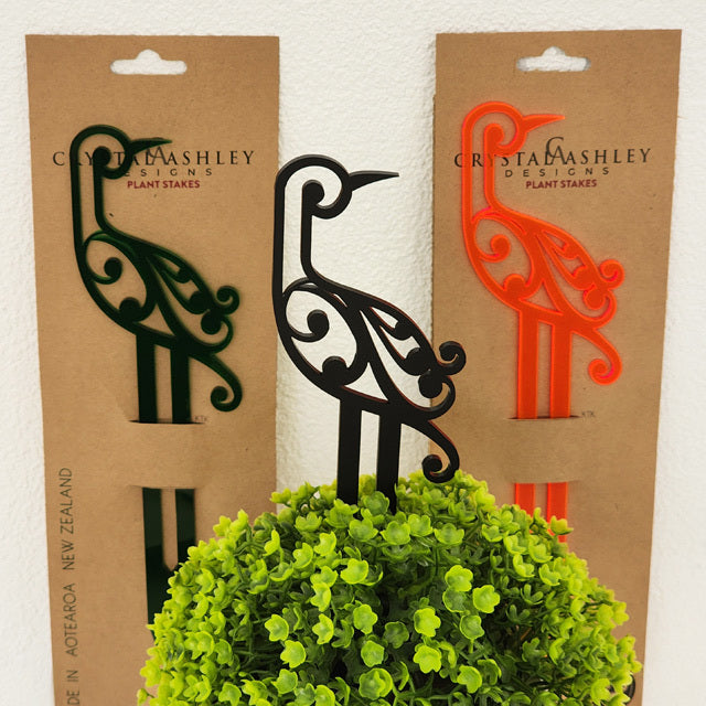 Plant Stake - Koru Kotuku Freestanding Art (Black Matt Acrylic)