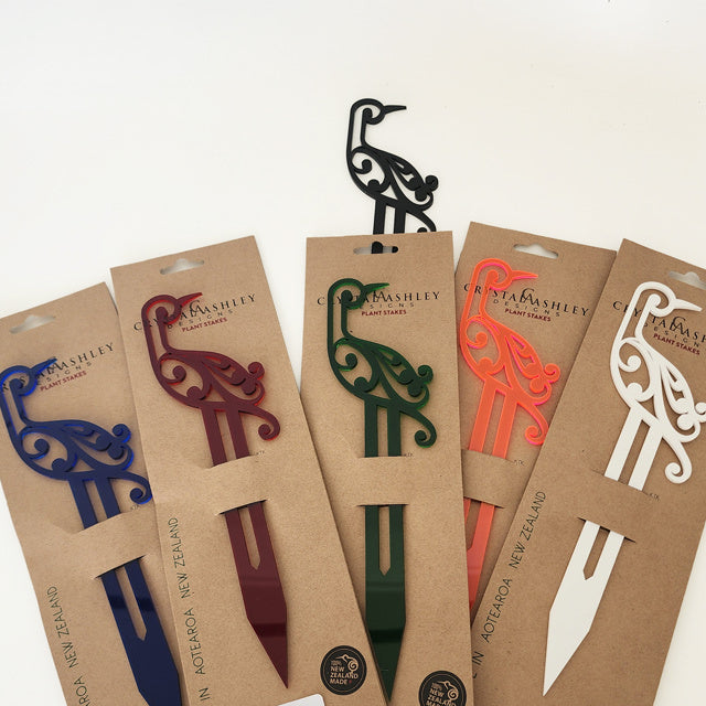 Plant Stake - Koru Kotuku Freestanding Art (Green Tint Acrylic)