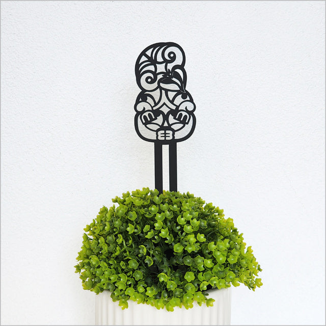 Plant Stake - Tiki Freestanding Art (Black Matt Acrylic)