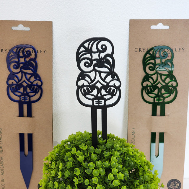 Plant Stake - Tiki Freestanding Art (Black Matt Acrylic)