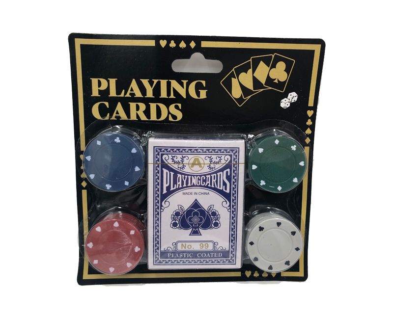 Playing Cards With 24 Chips (Set Of 4)