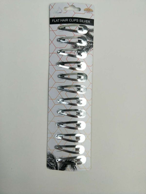 Flat Hair Clips - Silver 5cm (12 Packs)