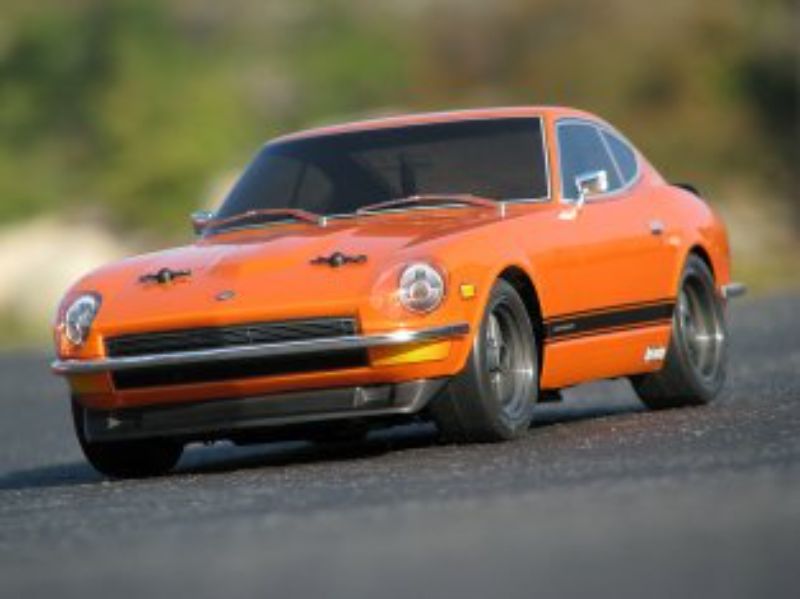 Radio Control Car Body - Racing DATSUN 240Z: sleek polycarbonate design, true 1/10 scale, detailed decals, pre-drilled for easy fit.