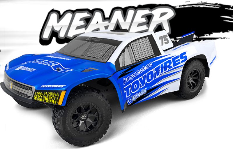 1/10 Jumpshot SC Radio Control Car features a durable design, Toyo Tires livery, and powerful 12-turn motor for off-road adventures.