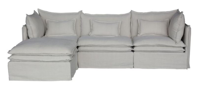 MALTA DOUBLE CUSHION SECTIONAL CORNER LEFT - SALT & PEPPER (95cm)