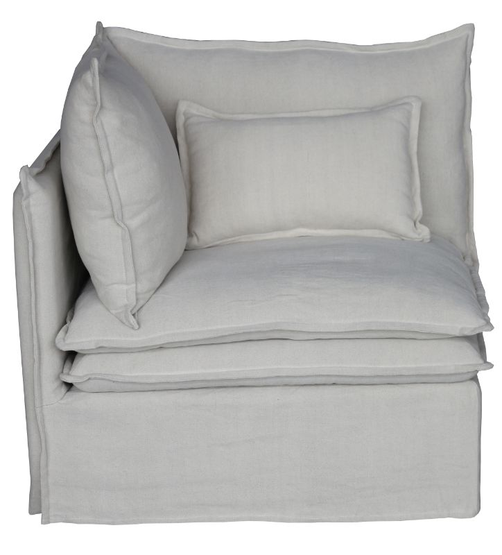 MALTA DOUBLE CUSHION SECTIONAL CORNER LEFT - SALT & PEPPER (95cm)