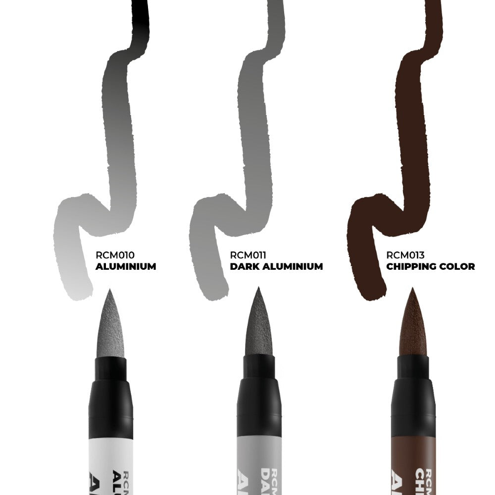 AK Interactive - RC Markers - Chipping - Set 3 Real Colors Markers