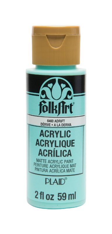 Light pastel blue Folk Art Acrylic Paint 2oz in ADRIFT 6460, perfect for arts, crafts, and various surfaces with matte finish.