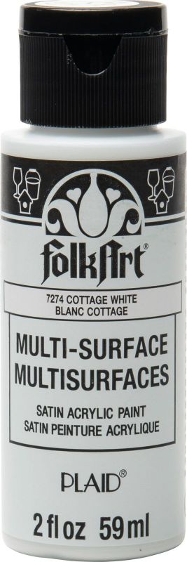 Folk Art Multi-surface Acrylic Paint in Cottage White, 2oz, creamy consistency, excellent coverage for diverse surfaces.