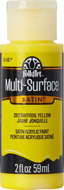 Vibrant Daffodil Yellow acrylic paint in a 2oz bottle, perfect for multi-surface arts and crafts projects.