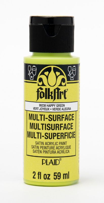 Folk Art Multi-surface Acrylic Paint in HAPPY GREEN offers vibrant color for versatile crafting on various surfaces.